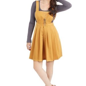 Modcloth Mustard Yellow Pinafore Jumper - Large
